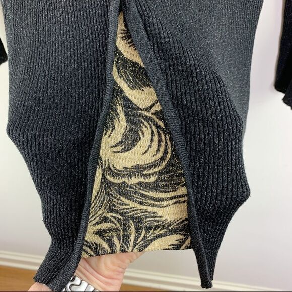 Faux Ribbed Cardigan Metallic Black August Silk - Picture 2 of 10